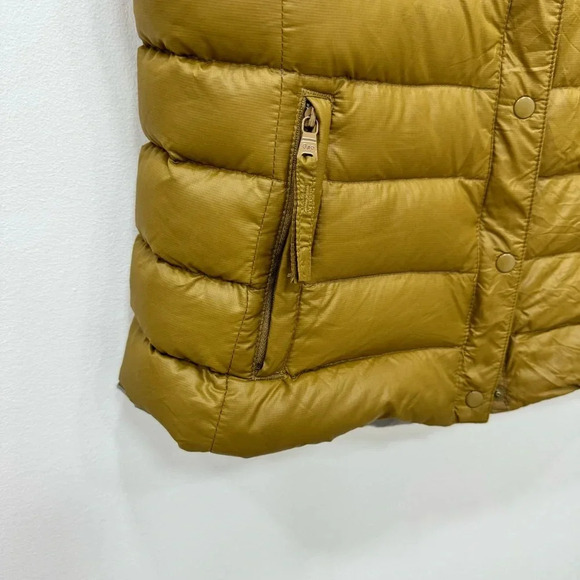 Gap lightweight puffer down Vest Mustard brown yellow warm Sz Small - Picture 3 of 8